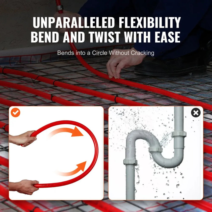 VEVOR PEX Pipe 3/4 Inch, 2 x 100 Feet Length PEX-A Flexible Pipe Tubing for Potable Water, Pex Water Lines for Hot/Cold Water & Easily Restore, Plumbing Applications with Free Cutter, Blue & Red