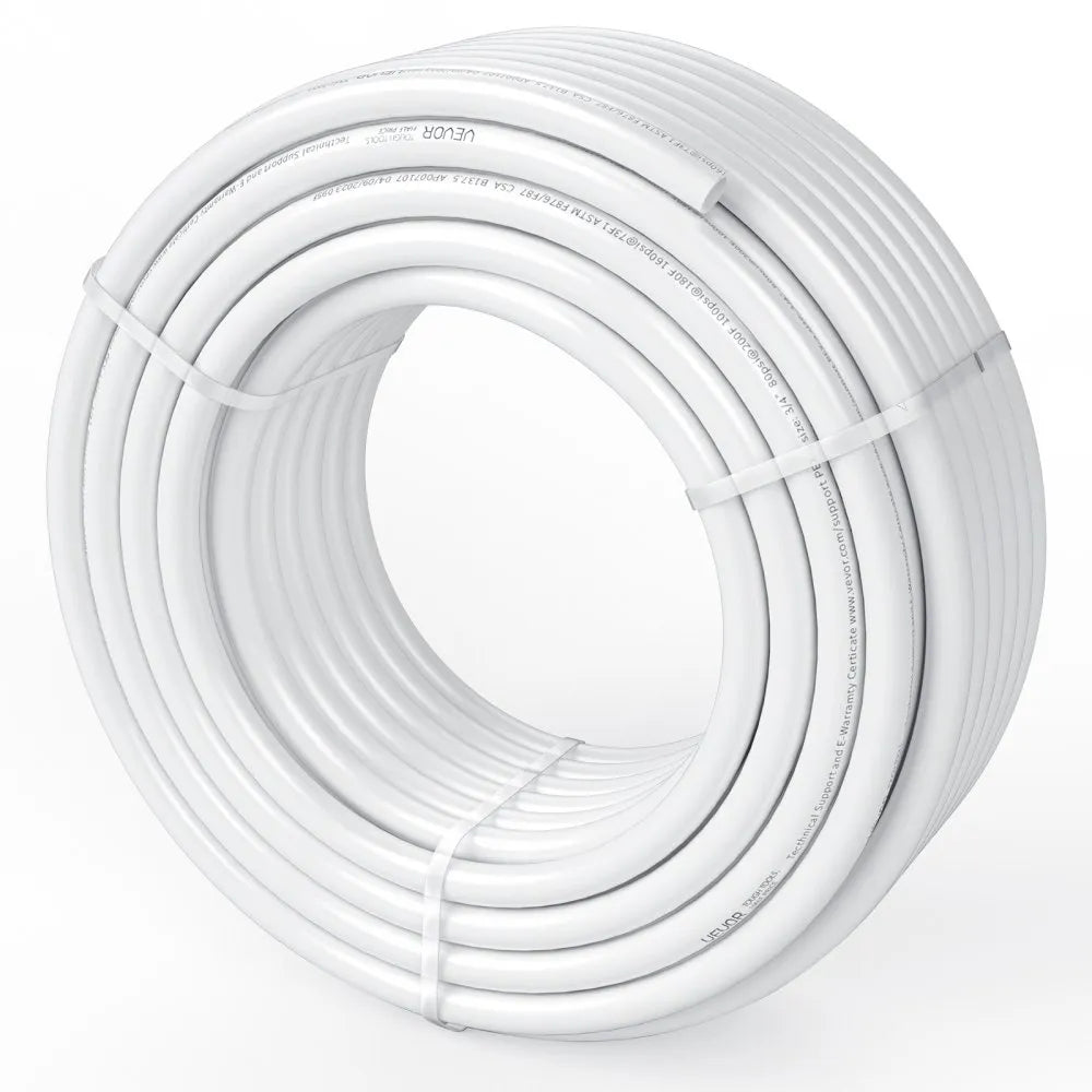 VEVOR PEX Pipe 3/4 Inch, 100 Feet Length PEX-B Flexible Pipe Tubing for Potable Water, Pex Water Lines for Hot/Cold Water & Easily Restore, Plumbing Applications with Free Cutter & Clamps ,White