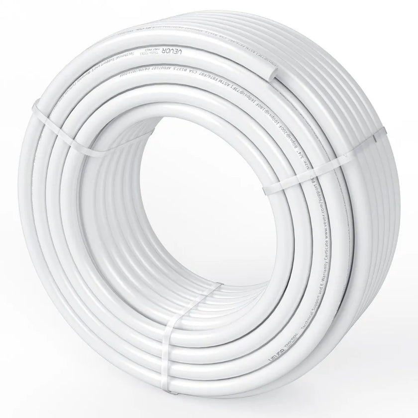 VEVOR PEX Pipe 3/4 Inch, 100 Feet Length PEX-B Flexible Pipe Tubing for Potable Water, Pex Water Lines for Hot/Cold Water & Easily Restore, Plumbing Applications with Free Cutter & Clamps ,White