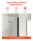 VEVOR Frameless Bathtub Shower Door 34 in. W x 55 in. H 180° Rotatable Door