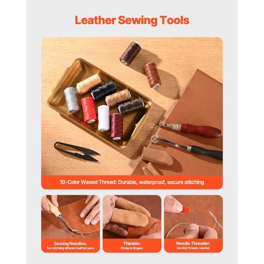 VEVOR Leather Working Tools Kit 38 PCS Engraving Punching Stamping Sewing Tools