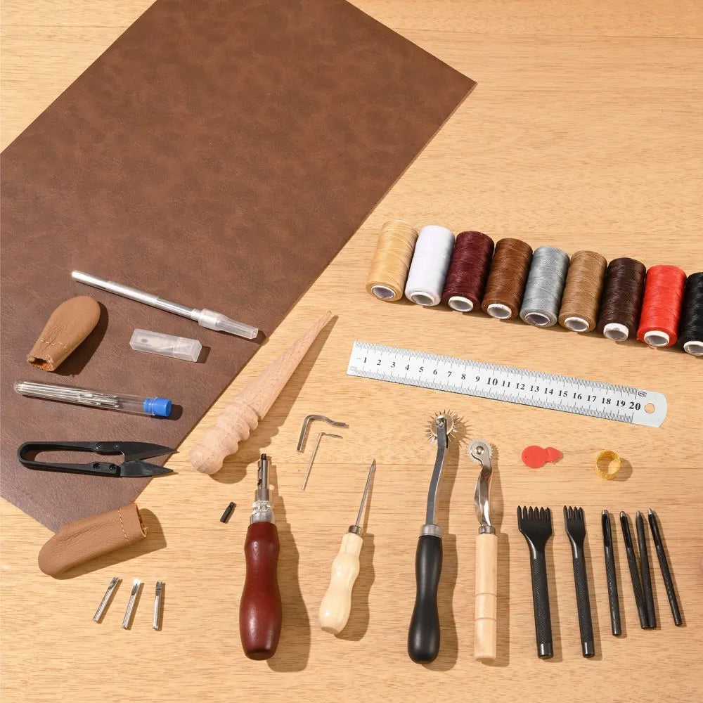 VEVOR Leather Working Tools Kit 38 PCS Engraving Punching Stamping Sewing Tools