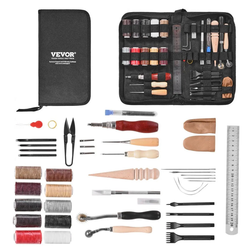 VEVOR Leather Working Tools Kit 38 PCS Engraving Punching Stamping Sewing Tools