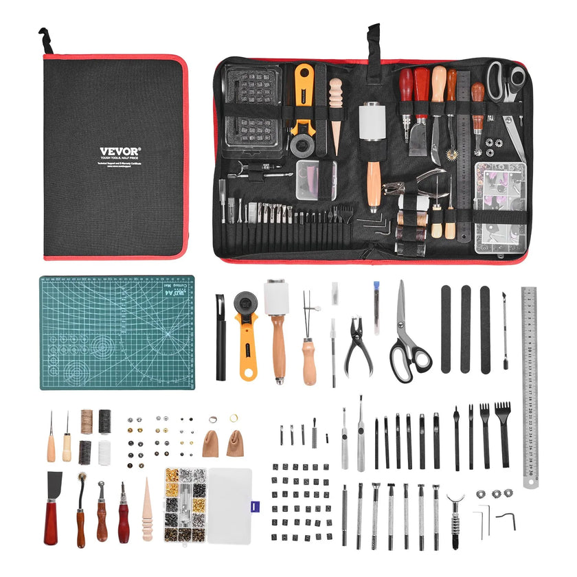 VEVOR Leather Working Tools Kit 61 PCS Engraving Punching Stamping Sewing Tools