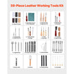 VEVOR Leather Working Tools Kit 59 PCS Engraving Punching Stamping Sewing Tools