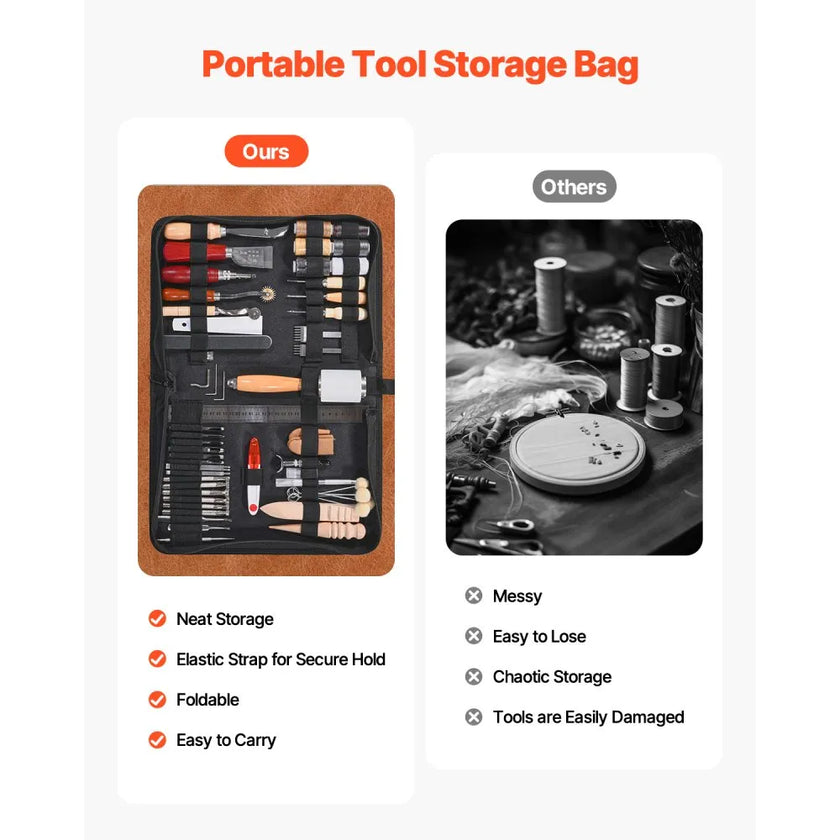 VEVOR Leather Working Tools Kit 59 PCS Engraving Punching Stamping Sewing Tools