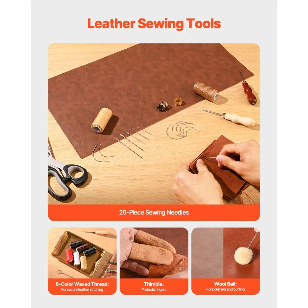VEVOR Leather Working Tools Kit 72 PCS Engraving Punching Stamping Sewing Tools