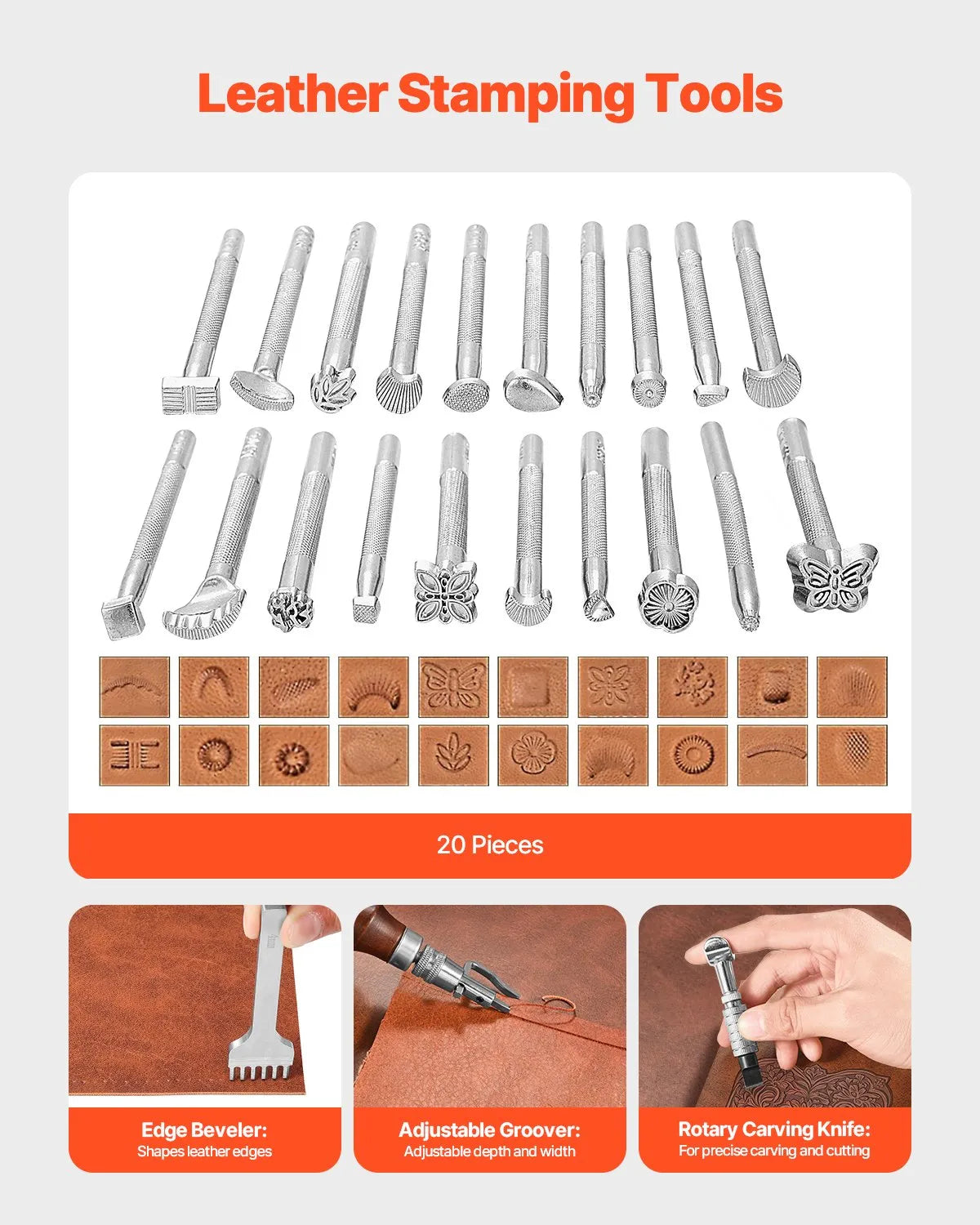 VEVOR Leather Working Tools Kit 92 PCS Engraving Punching Stamping Sewing Tools