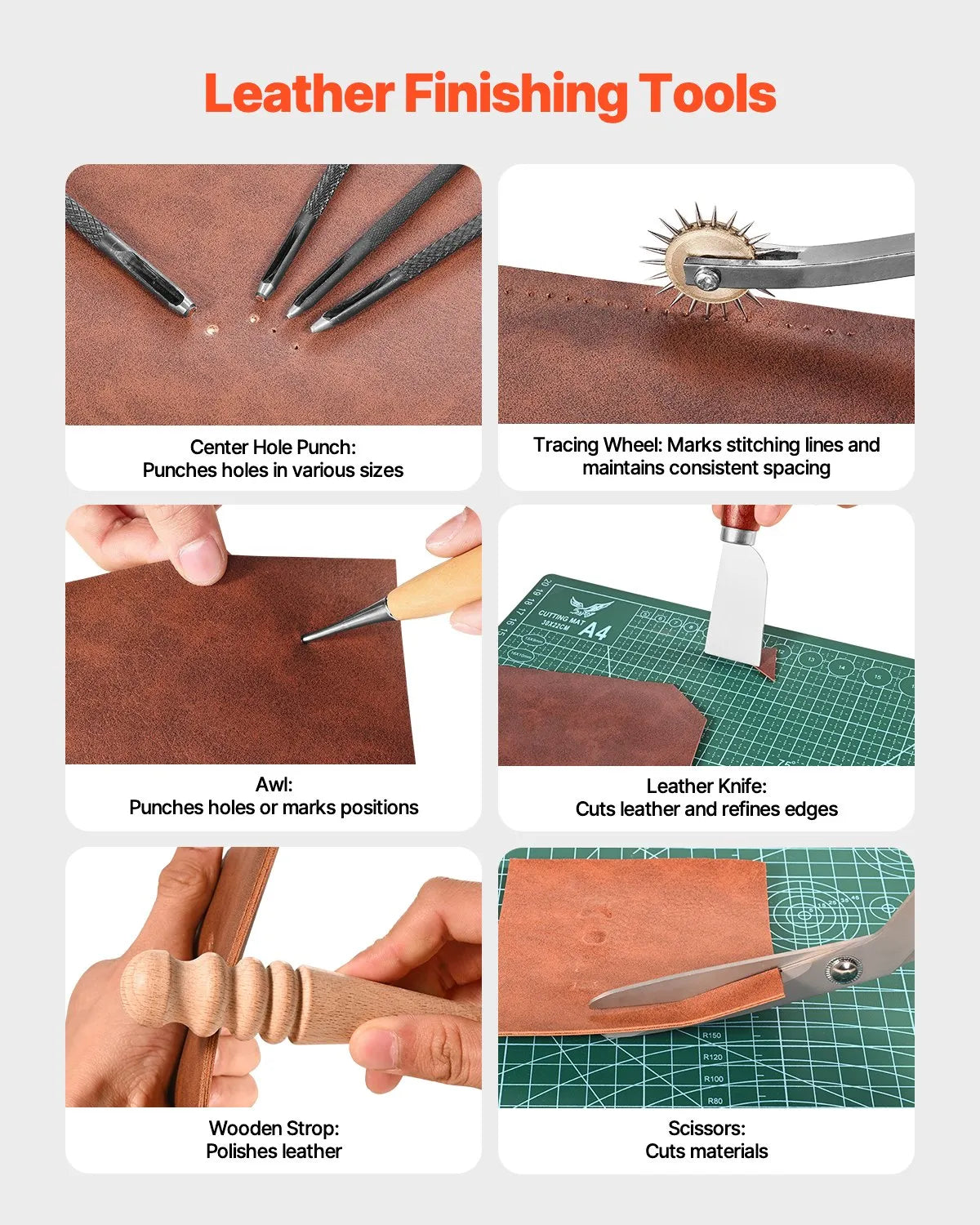 VEVOR Leather Working Tools Kit 92 PCS Engraving Punching Stamping Sewing Tools