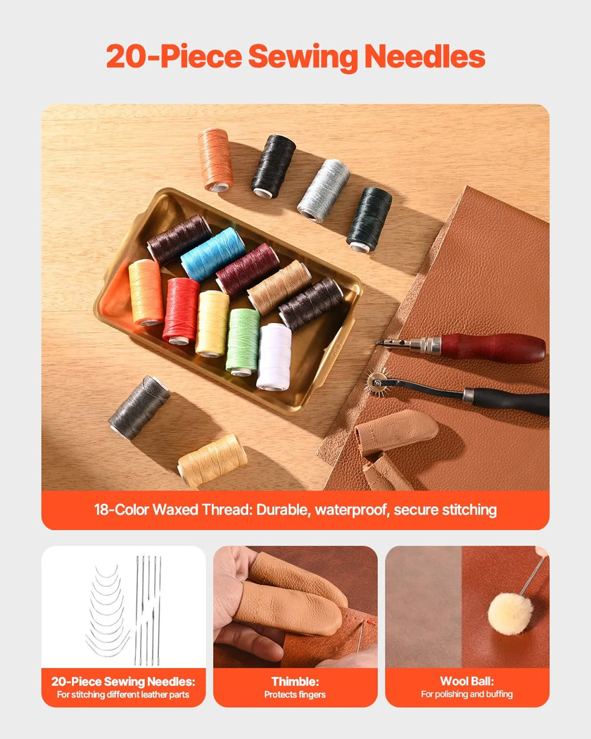 VEVOR Leather Working Tools Kit 92 PCS Engraving Punching Stamping Sewing Tools