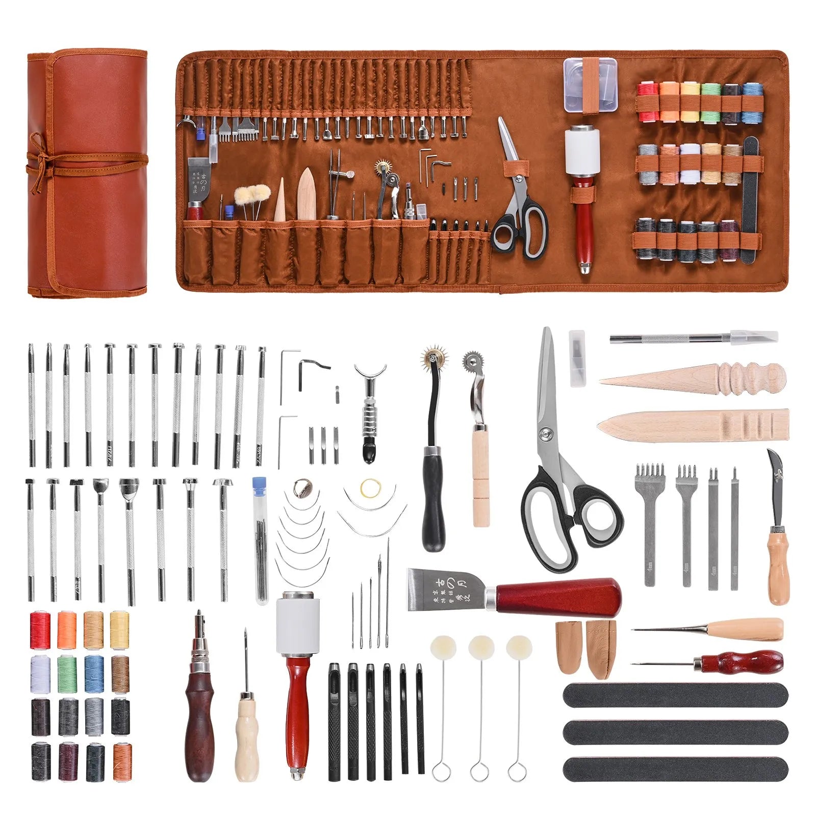 VEVOR Leather Working Tools Kit 92 PCS Engraving Punching Stamping Sewing Tools