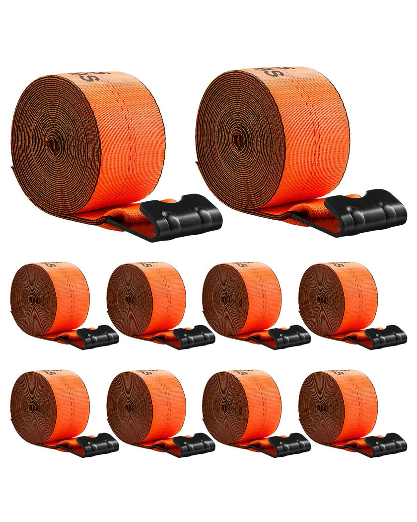 VEVOR Winch Straps Truck Straps 4 in x 30 ft with Flat Hook for Towing 10 Pack