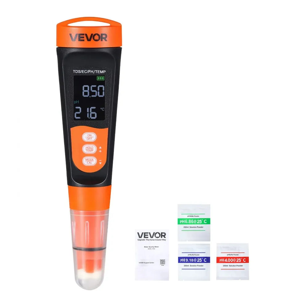 Digital 3-in-1 pH Meter with TDS & EC Tester, ATC, Waterproof Probe & Calibration Kit