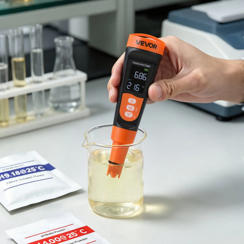 Digital 3-in-1 pH Meter with TDS & EC Tester, ATC, Waterproof Probe & Calibration Kit