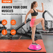 VEVOR Half Exercise Ball Trainer, 23 inch Balance Ball Trainer, 660lbs Capacity Stability Ball, Yoga Ball with Resistance Bands & Foot Pump, Strength Fitness Ball for Home Gym, Full Body Workout, Pink