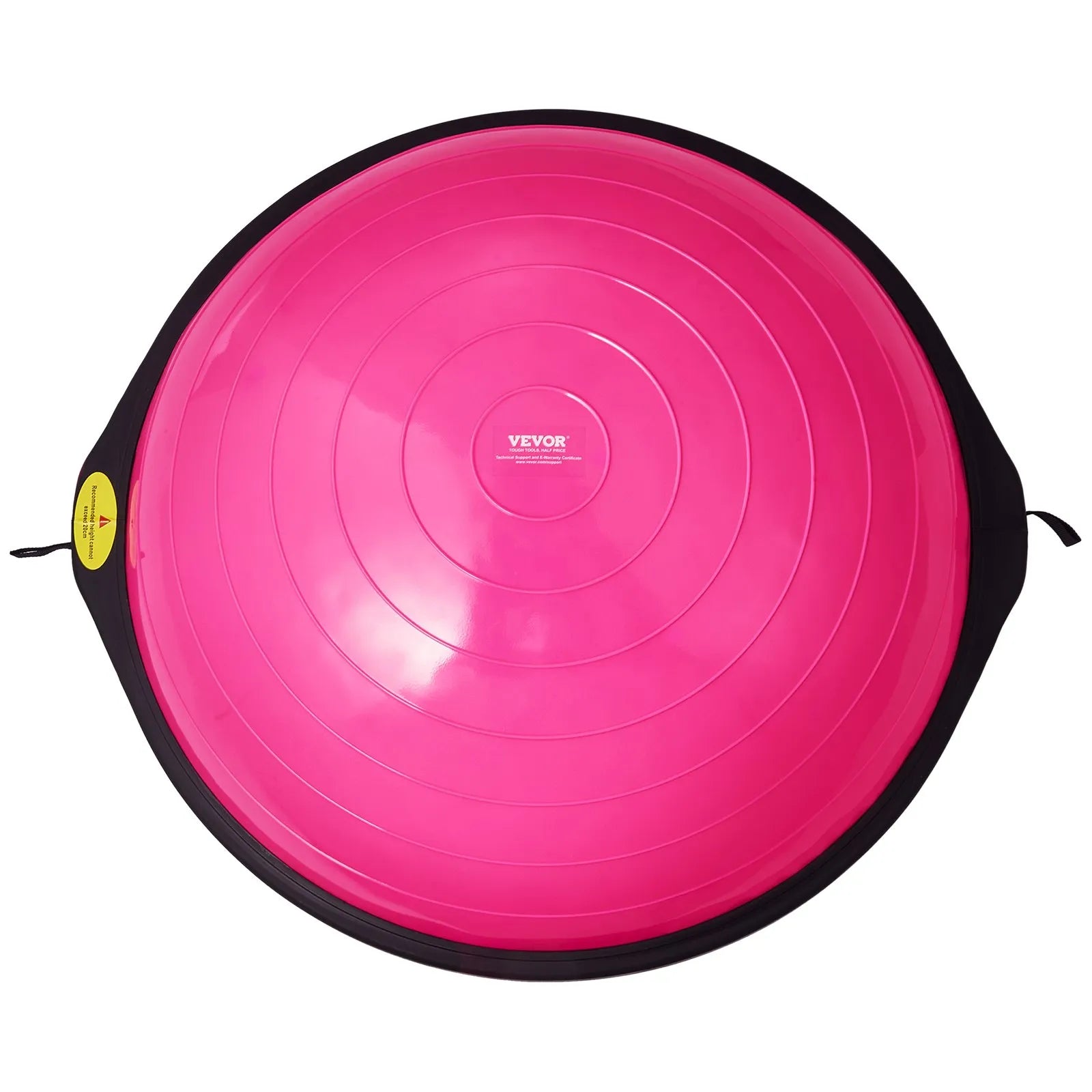 VEVOR Half Exercise Ball Trainer, 26 inch Balance Ball Trainer, 1500lbs Capacity Stability Ball, Yoga Ball with Resistance Bands & Foot Pump, Strength Fitness Ball for Home Gym Full Body Workout, Pink