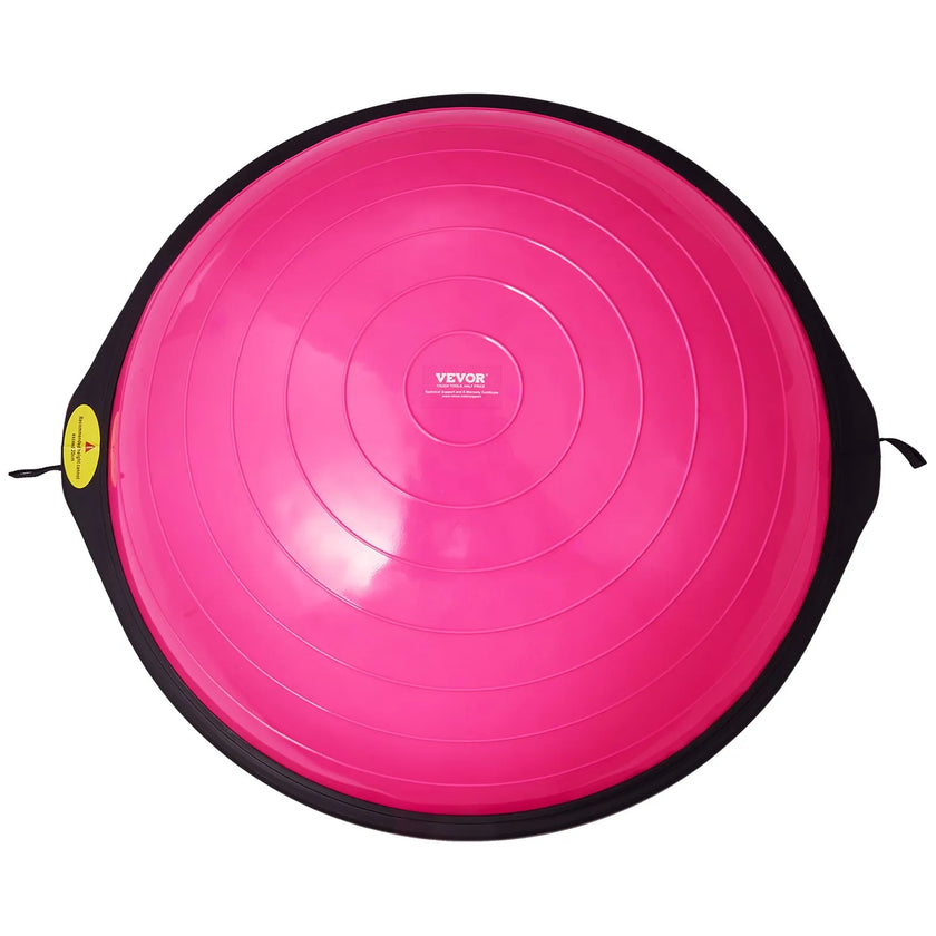 VEVOR Half Exercise Ball Trainer, 26 inch Balance Ball Trainer, 1500lbs Capacity Stability Ball, Yoga Ball with Resistance Bands & Foot Pump, Strength Fitness Ball for Home Gym Full Body Workout, Pink