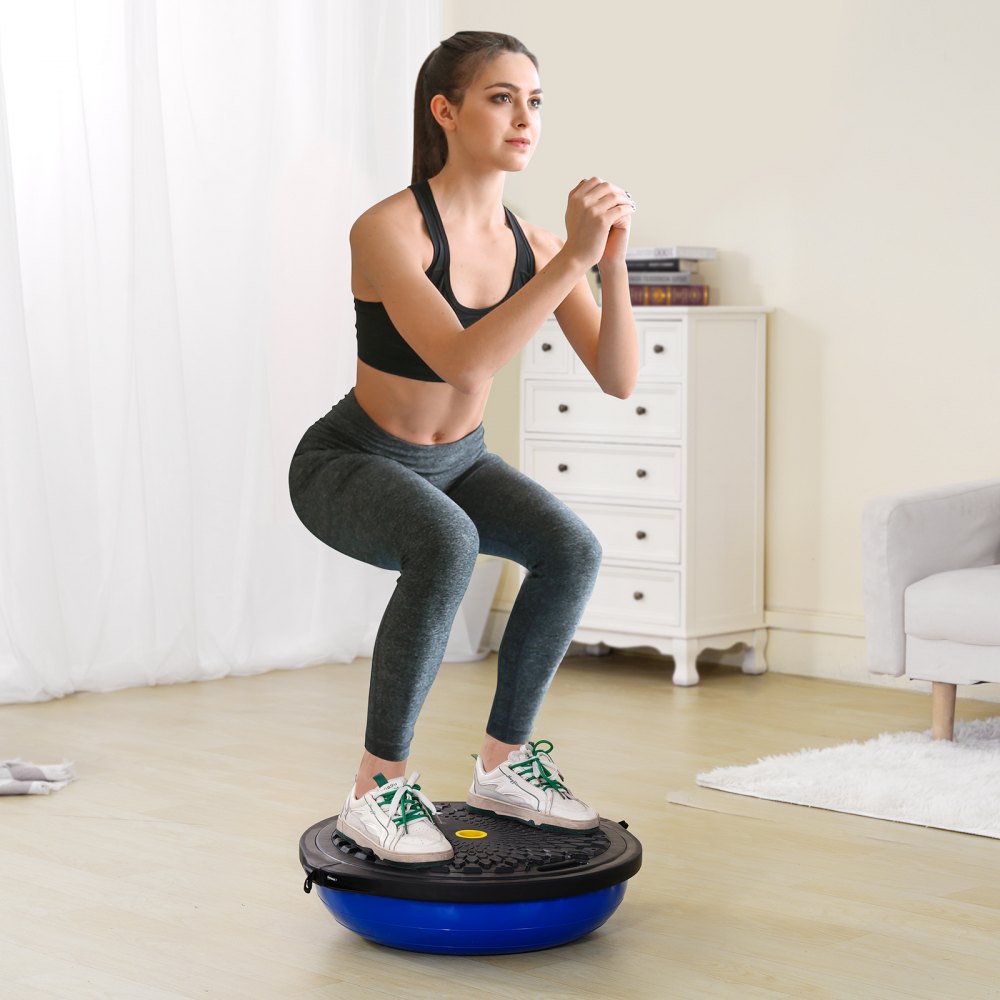 VEVOR Half Exercise Ball Trainer, 26 inch Balance Ball Trainer, 1500lbs Capacity Stability Ball, Yoga Ball with Resistance Bands & Foot Pump, Strength Fitness Ball for Home Gym Full Body Workout, Blue
