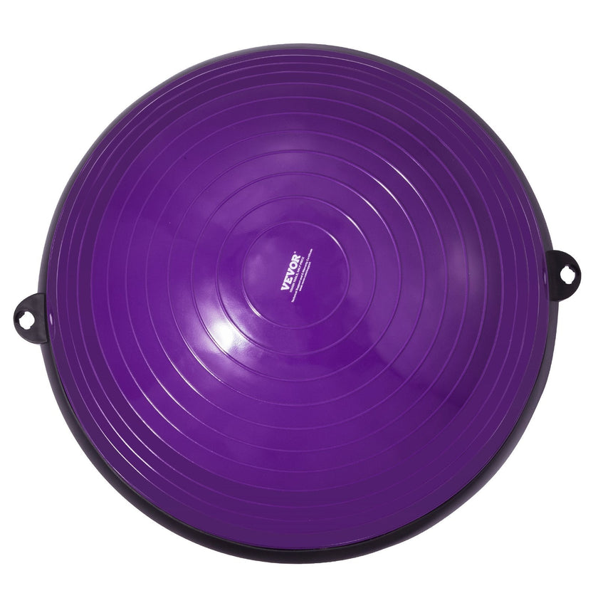 VEVOR Half Exercise Ball Trainer, 23 inch Balance Ball Trainer, 660lbs Stability Ball, Yoga Ball with Resistance Bands & Foot Pump, Strength Fitness Ball for Home Gym, Full Body Workout, Purple