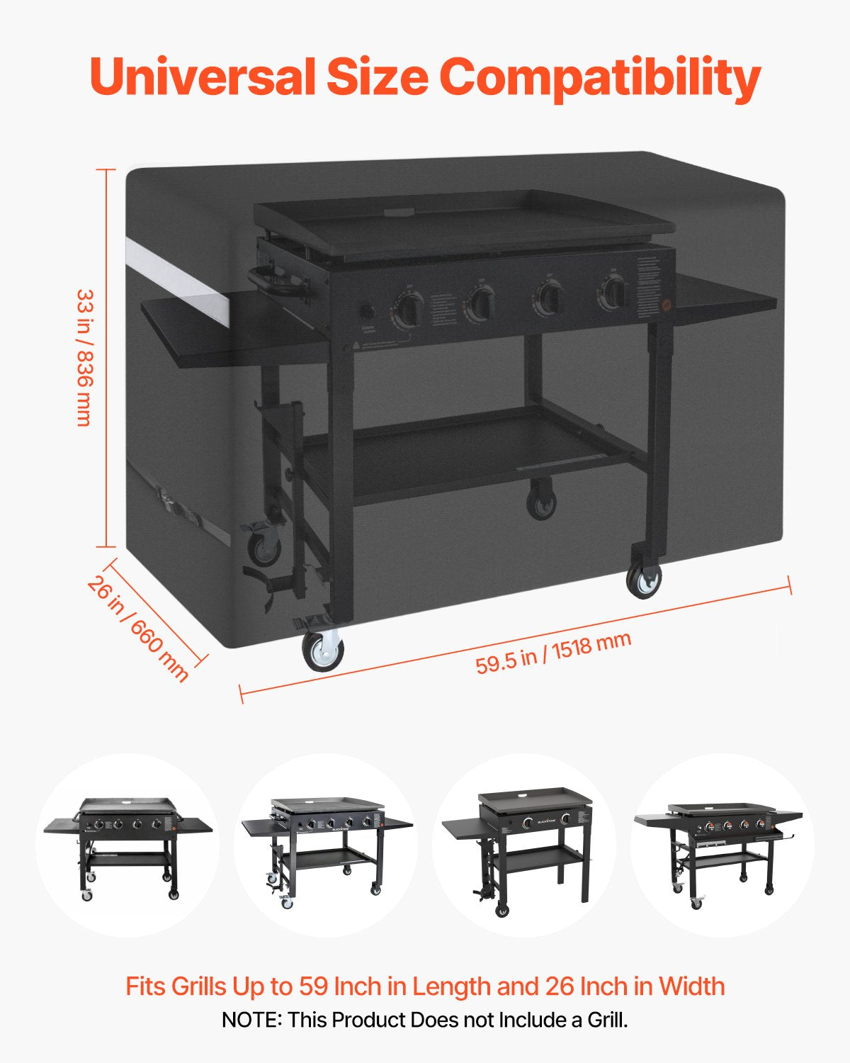 VEVOR 59 inch Grill Cover Heavy Duty BBQ Gas Grill Cover Outdoor Waterproof