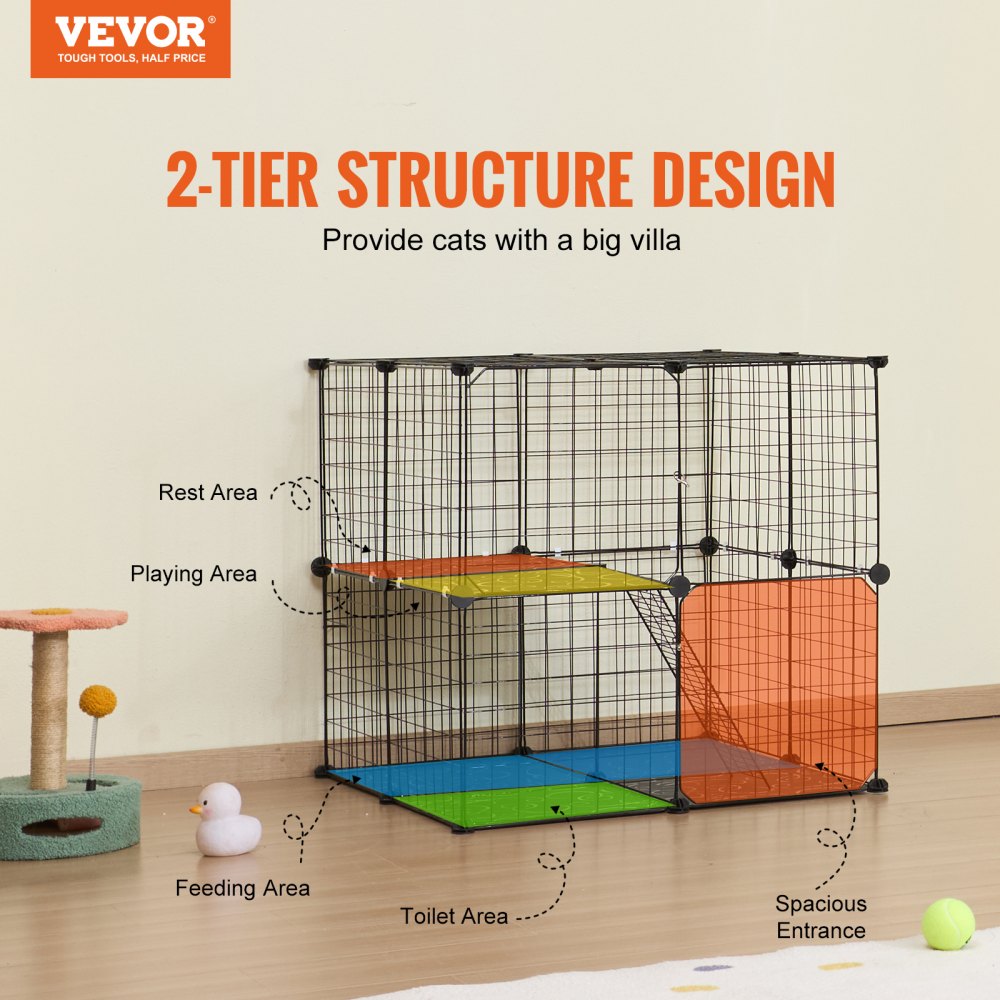 VEVOR Large 2-tier Cat Cage 28 x 28 x 28