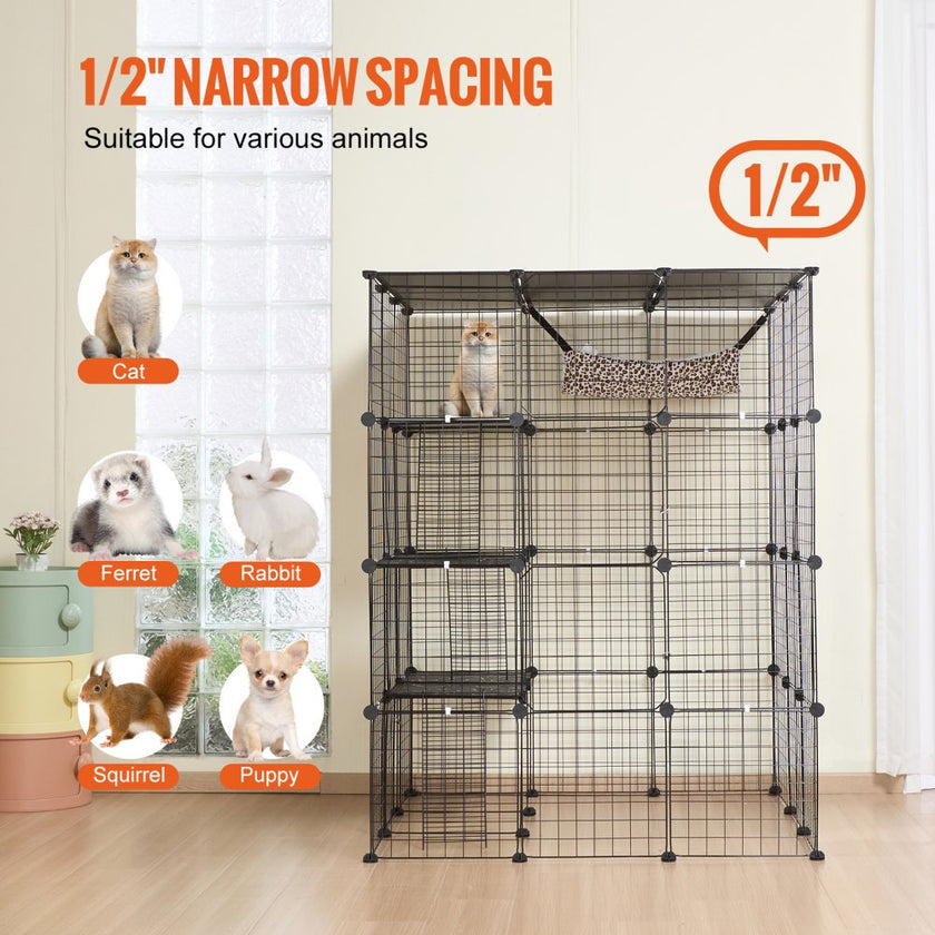 VEVOR Large 4-tier Cat Cage 41 x 41 x 55