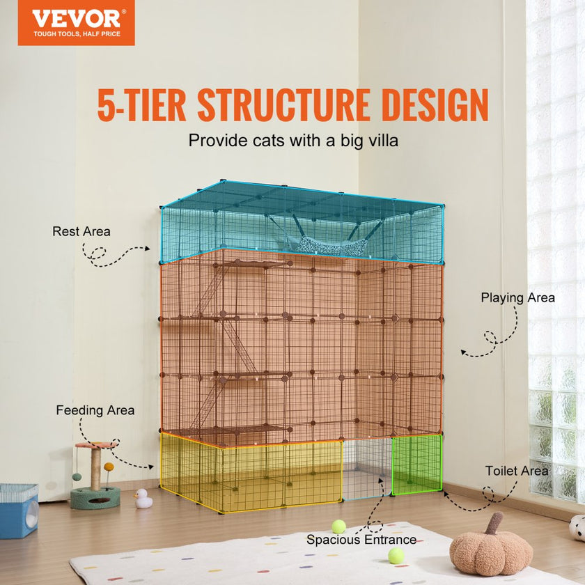VEVOR Large 4-tier Cat Cage 54 x 41 x 69