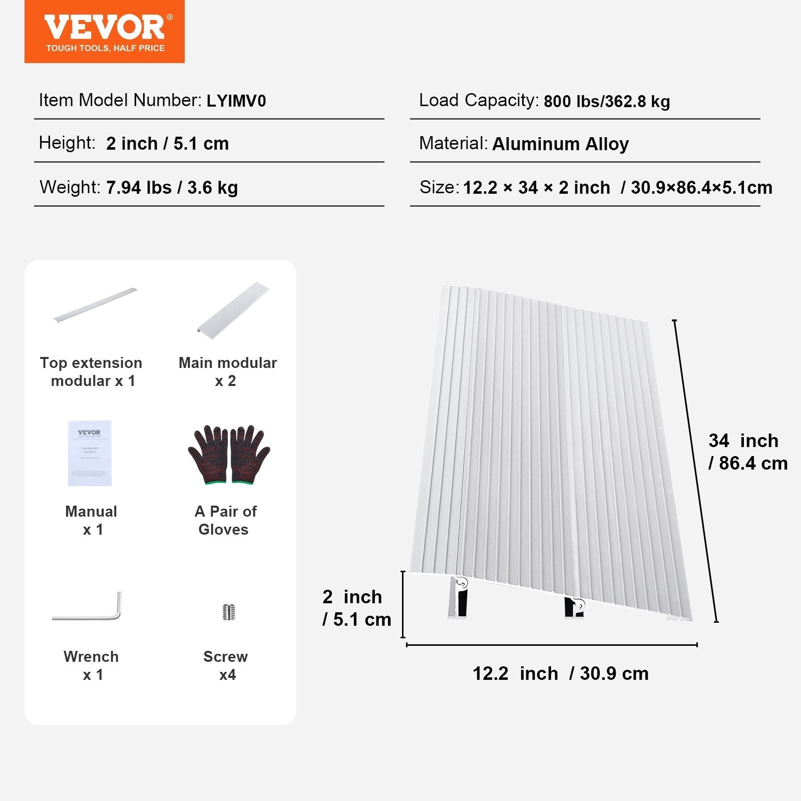 VEVOR Door Threshold Ramp, 2