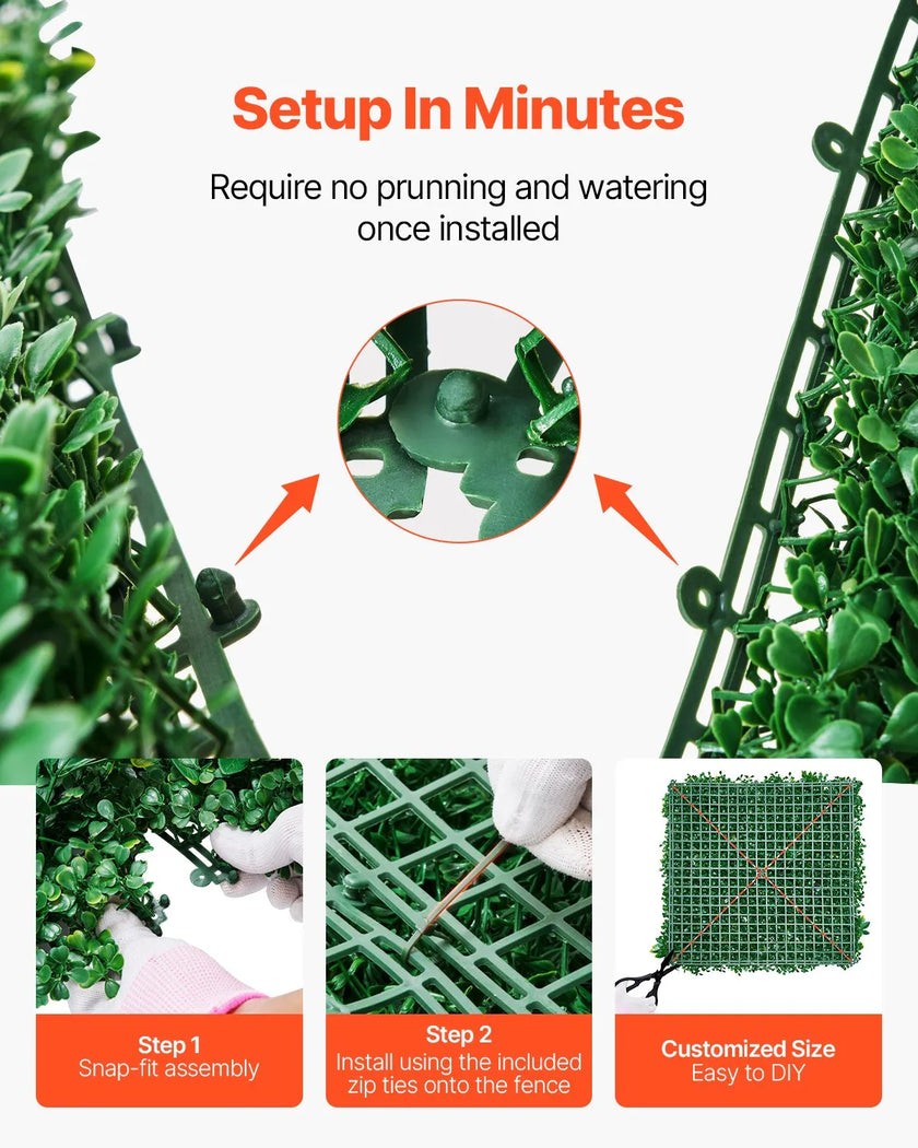 VEVOR Artificial Grass Wall Panels 12 PCS 20 x 20 inch 3D Greenery for Decor