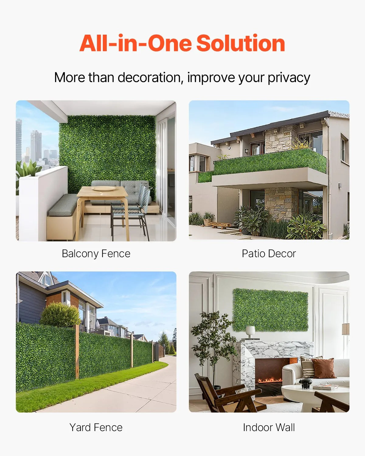 VEVOR Artificial Grass Wall Panels 60 x 120 inch Milan Grass Greenery for Decor