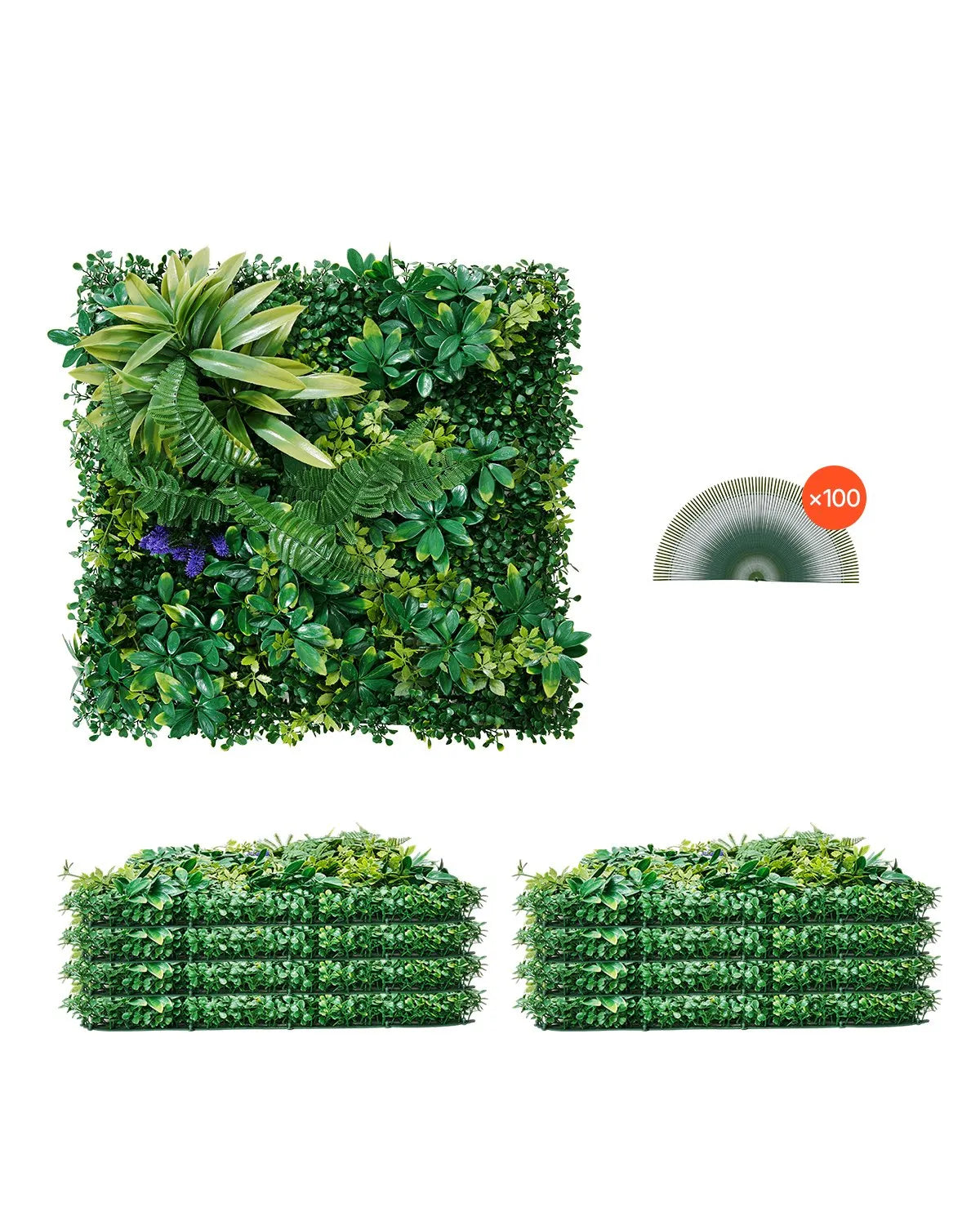 VEVOR Artificial Grass Wall Panels 8 PCS 20 x 20 inch 3D Greenery for Decor