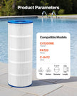 VEVOR Hot Tub Spa Pool Filter Cartridge 120 Sq. Ft Compatible Hayward CX1200RE