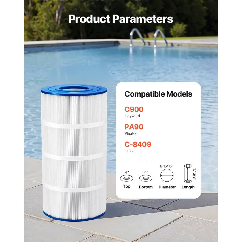 VEVOR Hot Tub Spa Pool Filter Cartridge 90 Sq. Ft Compatible Hayward C900