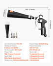 VEVOR Car Cleaning Gun 6-9.2 Bar High-Pressure Air Blow Gun 2 Nozzles Blast Dirt