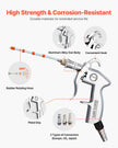 VEVOR Car Cleaning Gun 6-9.2 Bar High-Pressure Air Blow Gun 2 Nozzles Blast Dust