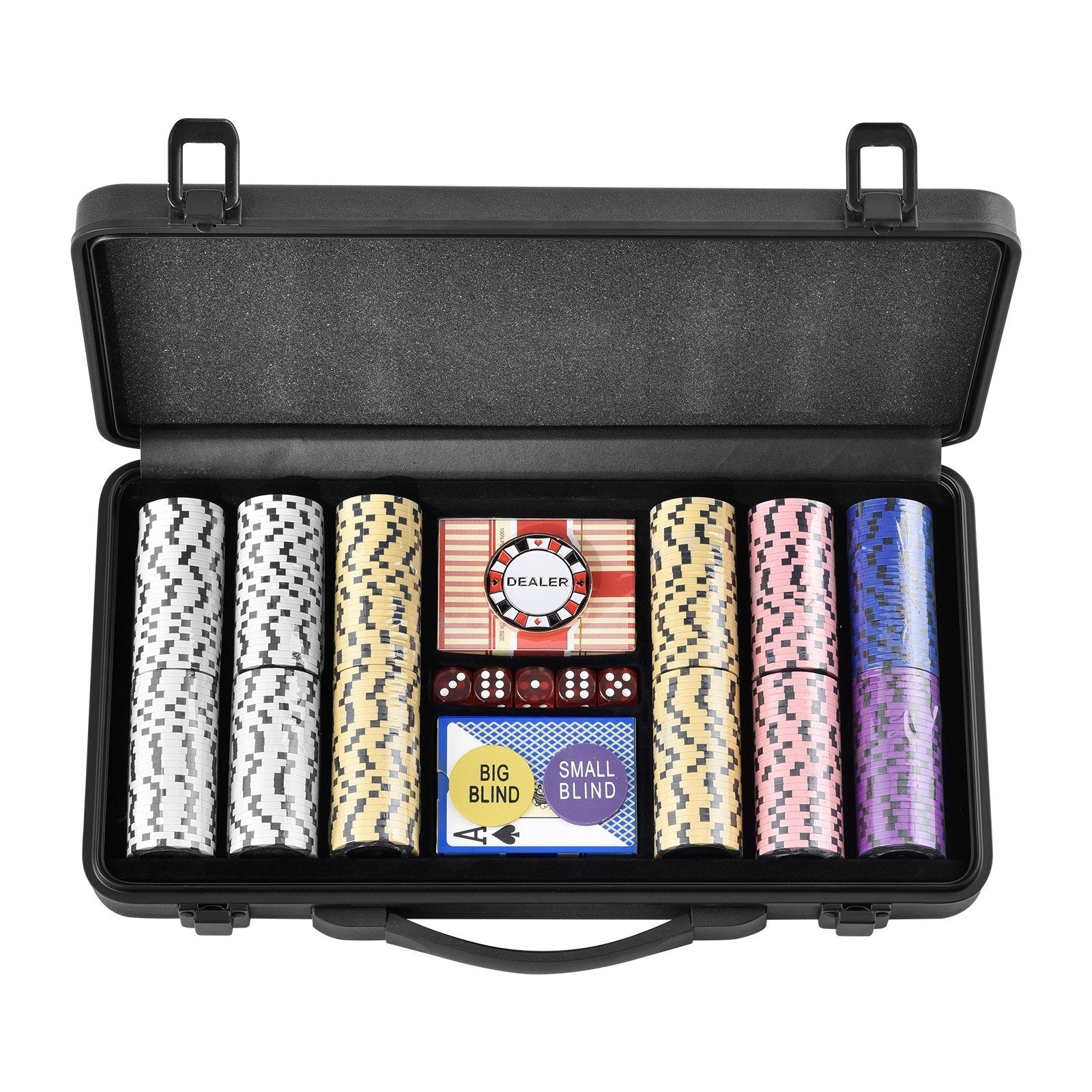 VEVOR Poker Chip Set, 300-Piece Poker Set, Complete Poker Playing Game Set with Carrying  Case, Heavyweight 14 Gram Casino Clay Chips, Cards, Buttons and Dices, for Texas Hold'em, Blackjack, Gambling