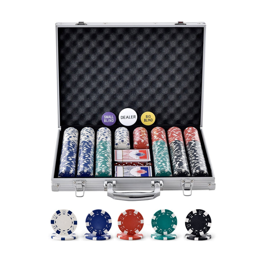 VEVOR Poker Chip Set, 500-Piece Poker Set, Complete Poker Playing Game Set with Aluminum Carrying  Case, 11.5 Gram Casino Chips, Cards, Buttons and Dices, for Texas Hold'em, Blackjack, Gambling