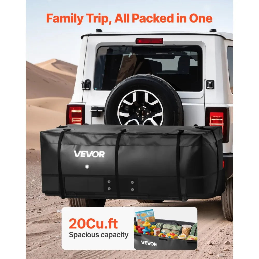 VEVOR Hitch Cargo Carrier Bag 59.84 x 23.9 x 24.02 in (20 Cu.ft) with 8 Straps