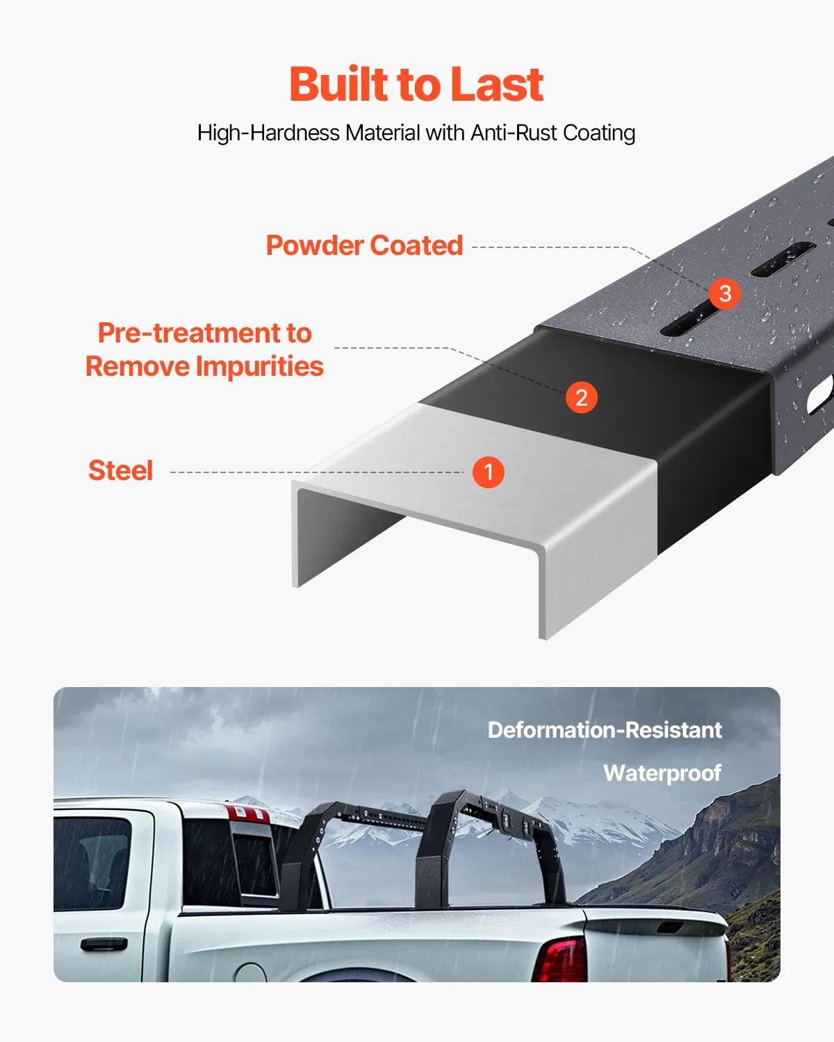 VEVOR Overland Truck Bed Rack LED fit Ram 1500/Canyon/Silverado 1500/Tundra
