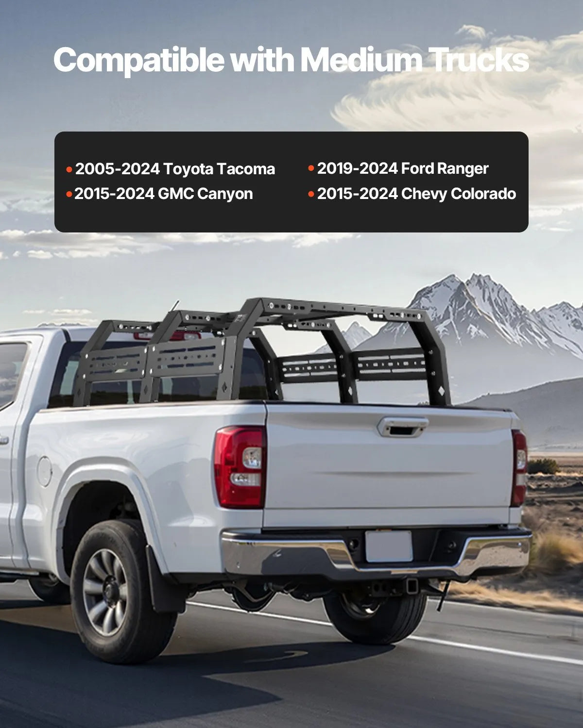 VEVOR Overland Truck Bed Rack fit Tacoma/Ranger/Gladiator JT/Colorado/Canyon
