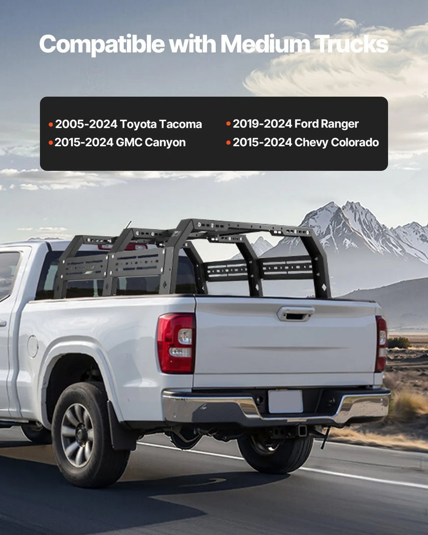 VEVOR Overland Truck Bed Rack fit Tacoma/Ranger/Gladiator JT/Colorado/Canyon
