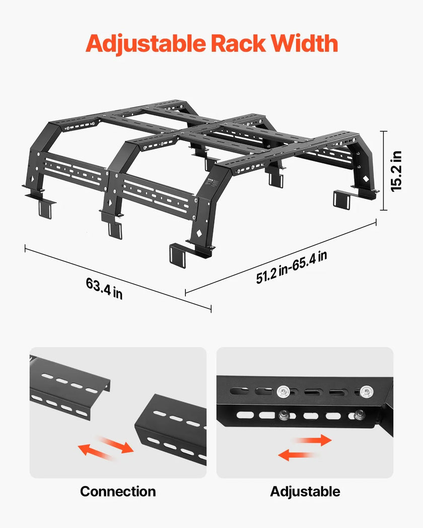 VEVOR Overland Truck Bed Rack fit Tacoma/Ranger/Gladiator JT/Colorado/Canyon