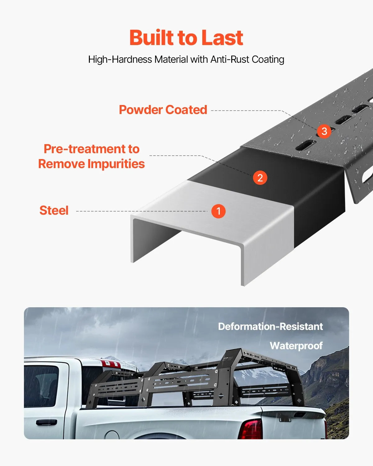 VEVOR Overland Truck Bed Rack fit Tacoma/Ranger/Gladiator JT/Colorado/Canyon