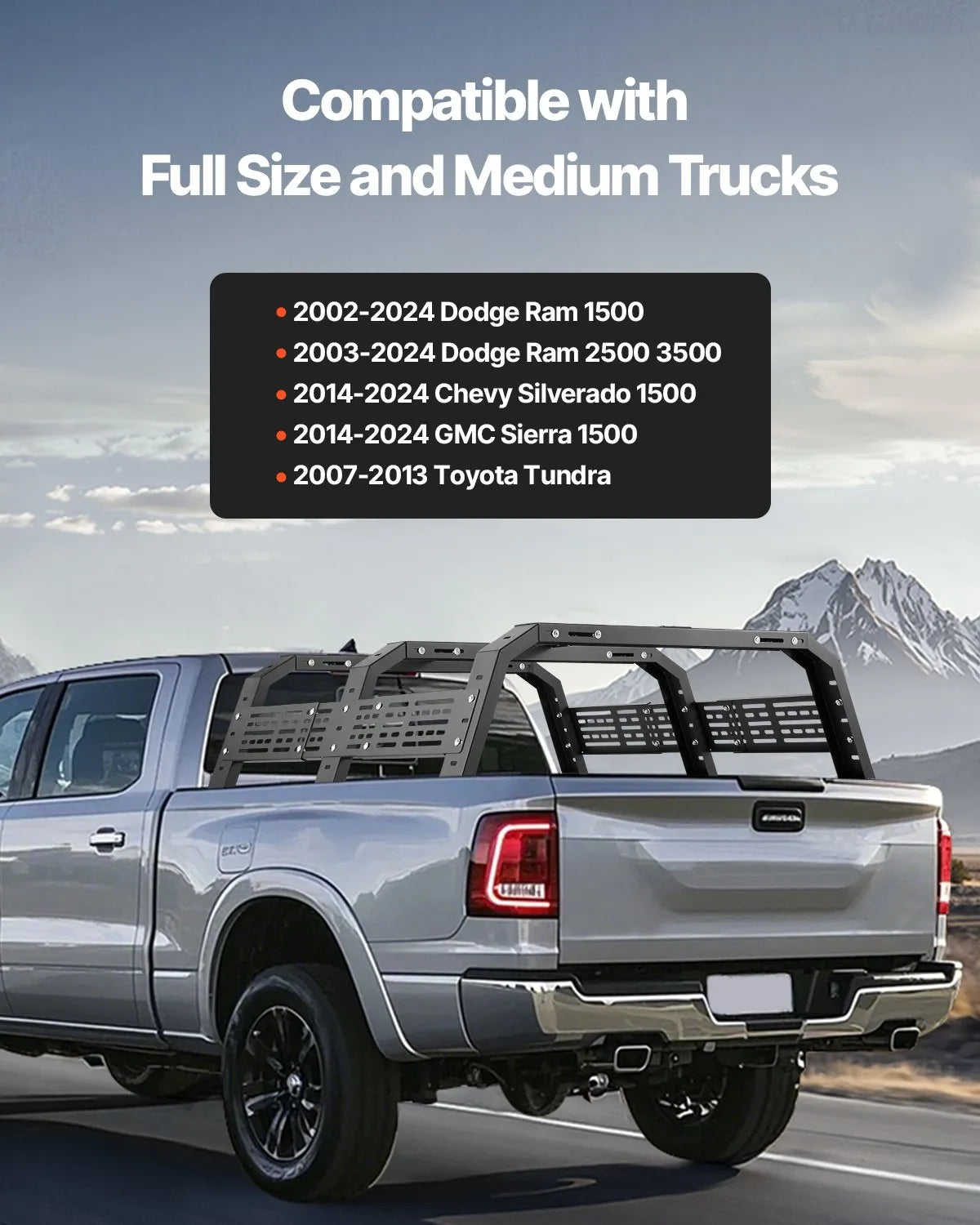 VEVOR Overland Truck Bed Rack 900 lbs Capacity Fit Full Size & Mid-Size Trucks