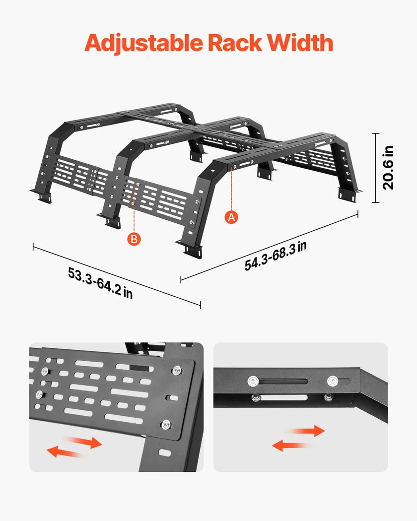 VEVOR Overland Truck Bed Rack 900 lbs Capacity Fit Full Size & Mid-Size Trucks