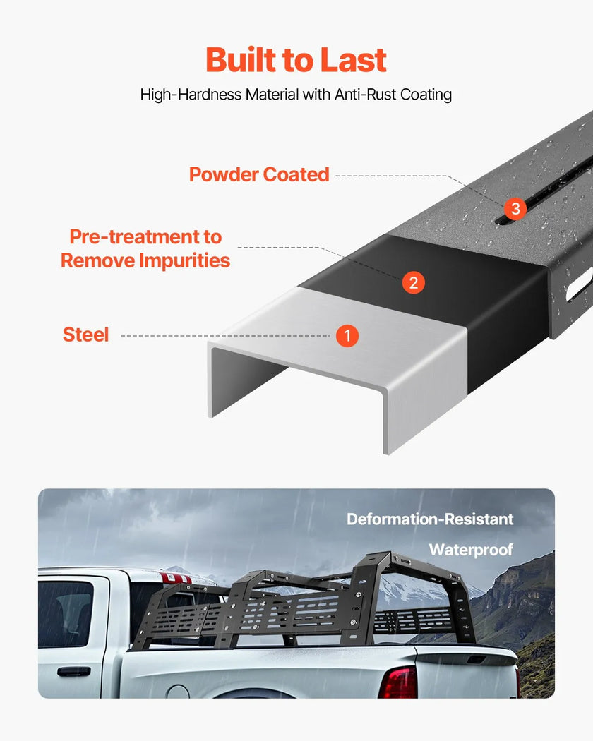 VEVOR Overland Truck Bed Rack 900 lbs Capacity Fit Full Size & Mid-Size Trucks