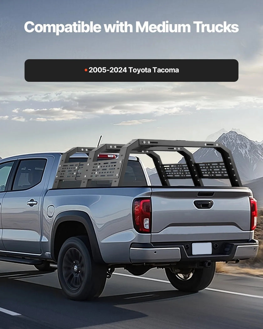 VEVOR Overland Truck Bed Rack 900 lbs Static Capacity Fit Tacoma/Gladiator JT