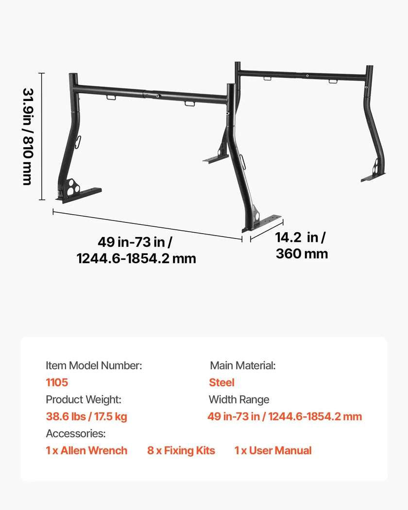 VEVOR Truck Ladder Rack Universal Cargo Rack 800 lbs Capacity for Large Cargo
