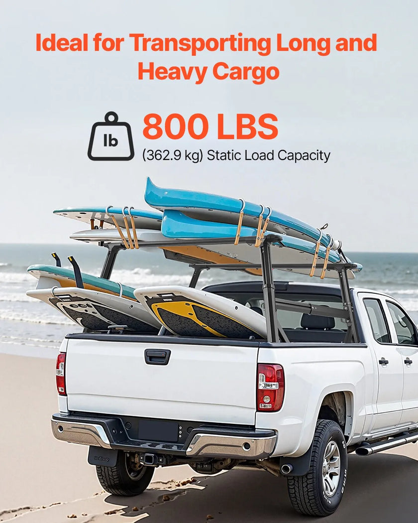 VEVOR Truck Ladder Rack Non-Drilling Bed Rack 800 lbs Capacity for Large Cargo