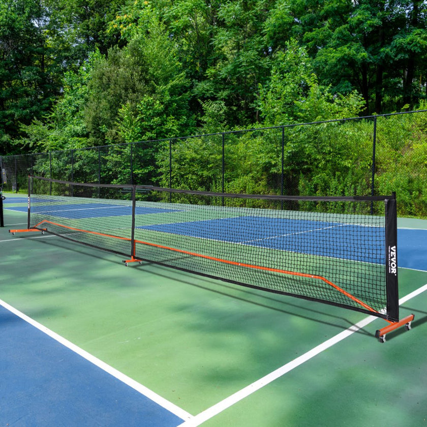VEVOR Pickleball Net Set, 22FT Regulation Size Portable Pickleball System with Bags, Balls, Paddles, Wheels, and Court Lines, Weather Resistant Metal Frame & PE Net, for Outdoor Backyard Driveway